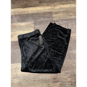 Investment Women Black Velvet Pull On Stretch Elastic Waist Wide Leg Pant XL NWT